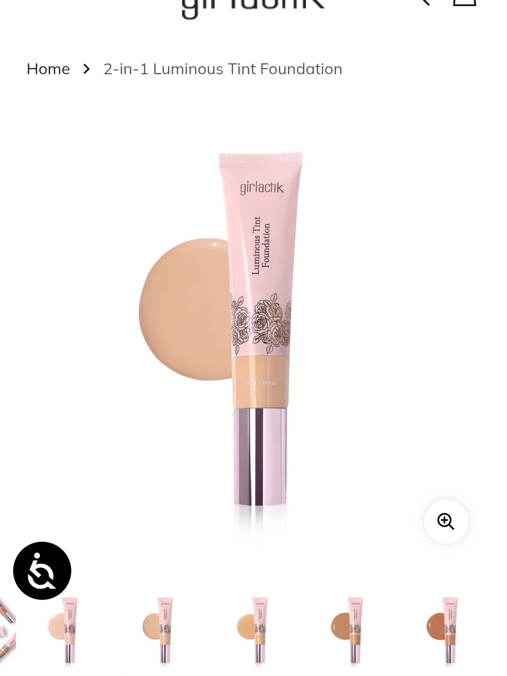 Girlaxtik Luminous Tint Foundation — Nude (Light Beige)